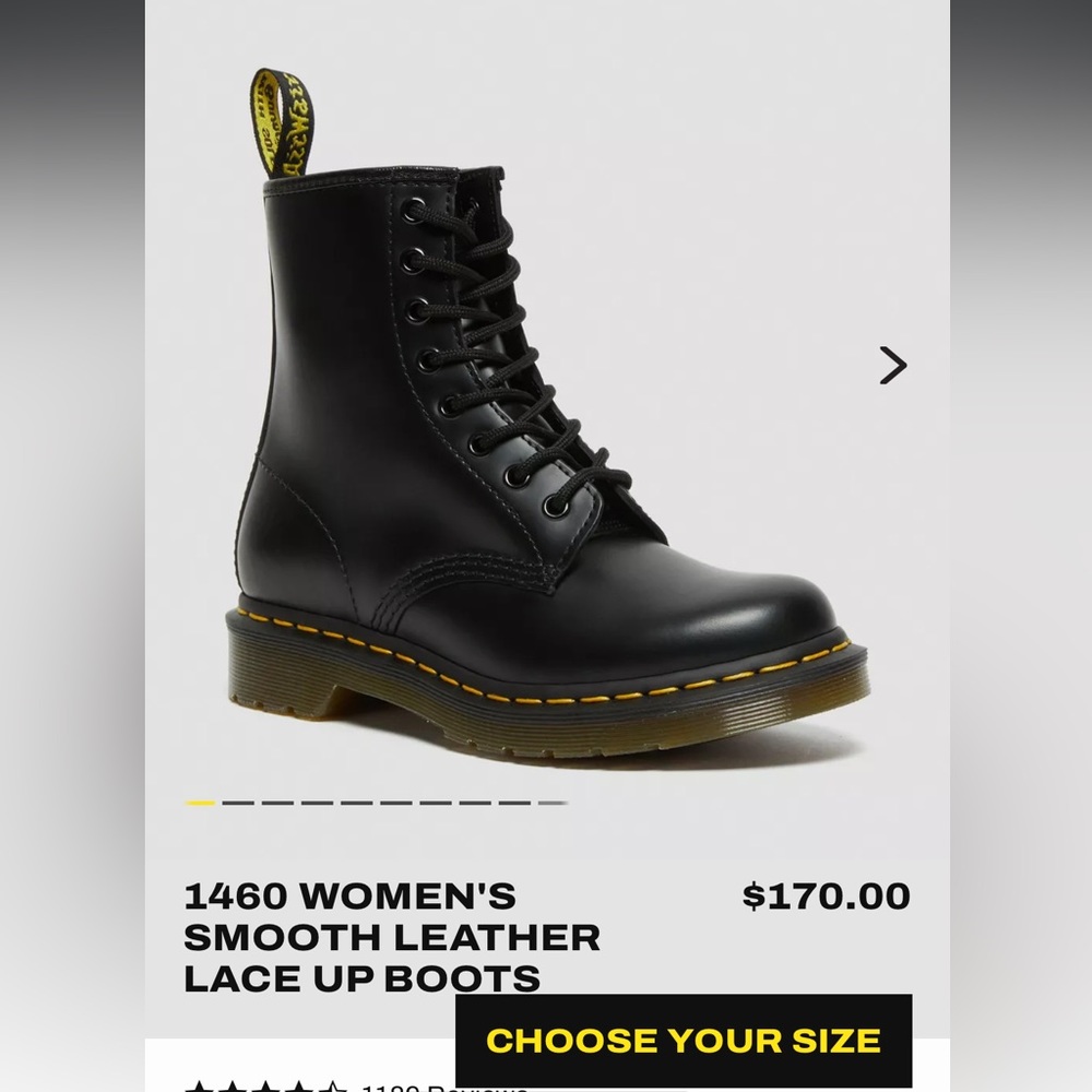 Dr. Martens 1460 WOMEN'S SMOOTH LEATHER LACE UP BOOTS  Size: 9 US/7 UK